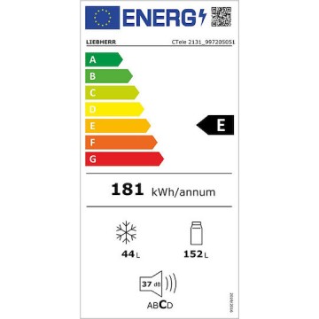 Liebherr Ψυγείο Δίπορτο 196lt Υ124xΠ55xΒ63εκ. Inox CTele 2131
